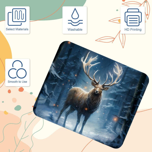 Mouse pad vintage de Natal com alce e base de borracha (1 unidade) 2