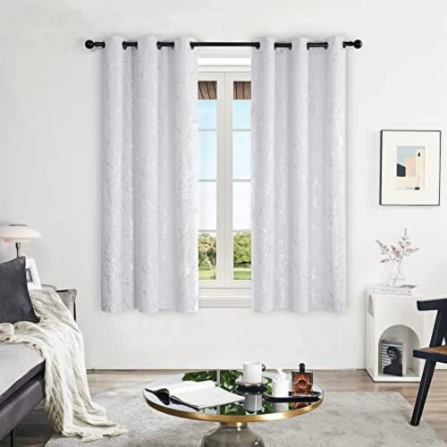 Greyish White Thermal Soundproof Curtains with Silver 1