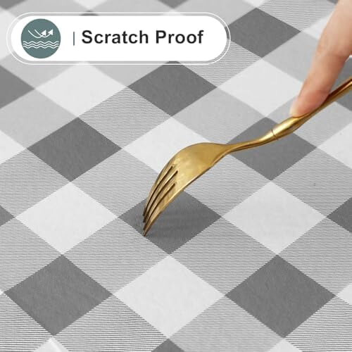 Rectangle Waterproof Vinyl Tablecloth Grey White 52x70 inch 2