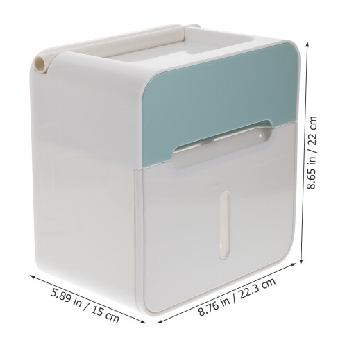2Pcs White ABS PVC Toilet Paper Storage Box Adhesive Wall Organizer 1