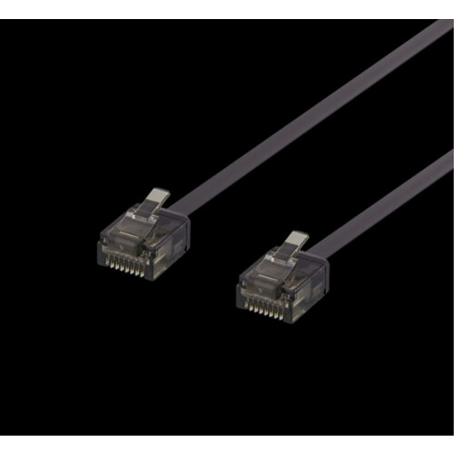 DELTACO Cat6a Patchkabel, flach, 1mm dick, 0,15m, schwarz
