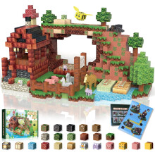 Magnetic Blocks 100 PCS – Lava Farm World Magnetic Tiles Set STEM Montessori Building Toys for Kids Ages 3+, Christmas Birthday Gift