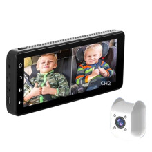 Babykamera för 2 Barn i Bil - 6,86" 1080P Babyvakt med Delad Skärm för Bilbarnstol, 360 Full Rotation, Baksätesmonitor