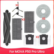 Replacement Accessories for MOVA P50 Pro Ultra Main Side Brush HEPA Filters Mop Pads Dust Bags