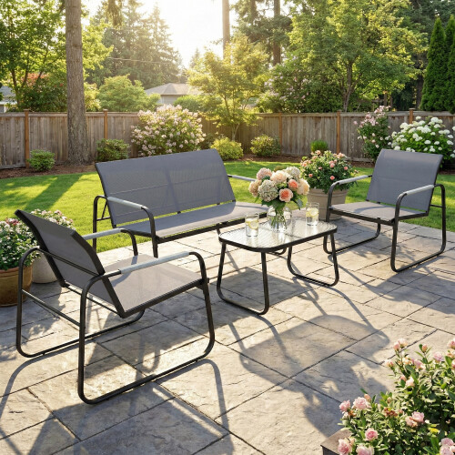 Outsunny Conjunto de Jardín Gris 111 x 71 x 75 cm 1