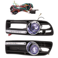 1 Paio di Fendinebbia A LED per Auto con Griglia Paraurti e Interruttore per Bora Mk4 2000 2001 2002 2003 2004