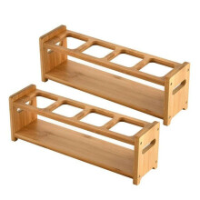 Wooden Oil Bottle Display Stand 4-Hole Kitchen Counter Oil Bottle Storage Shelf Multifunctional Storage Rack Anti Slip
