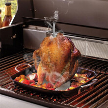Espeto para Churrasco de Aço Inoxidável com Suporte Vertical para Espeto de Carne para Churrasqueiras, Fornos Internos e Externos