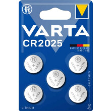 Bateria tipo botão de lítio VARTA CR2025, pacote com 5