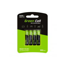 Zelené nabíjateľné batérie AAA 950 mAh, 1,2 V, 4 kusy