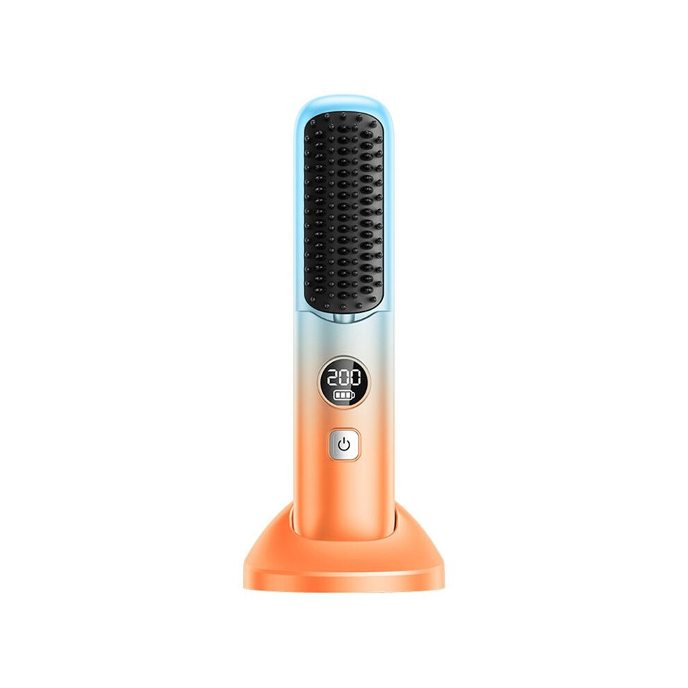Cordless Hair Straightener Brush Portable  Straightening Brush Negative Ion Hot Comb with Charging Base A