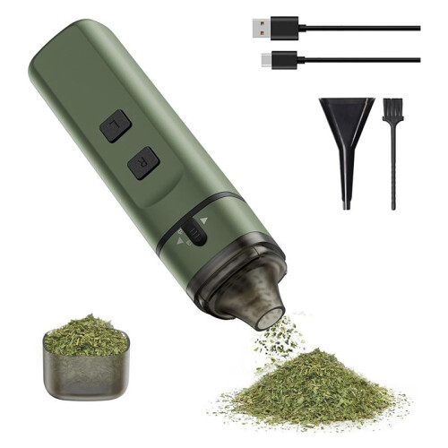 Moedor Elétrico Portátil de Ervas com Moagem Automática de Até 1,5 G, Moedor de Especiarias Secas Automático, Verde
