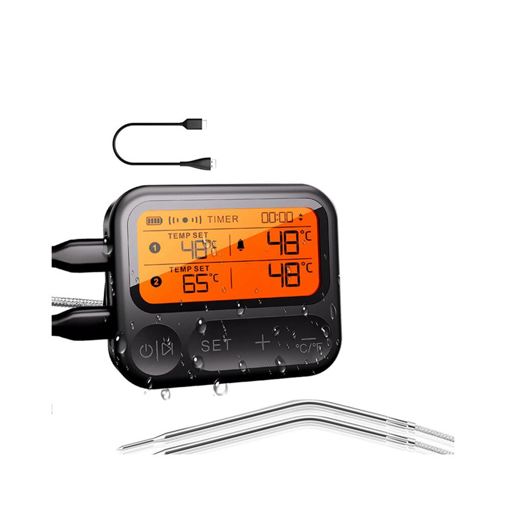 Tlily Meat Thermometer 2 Probes Digital Food Thermometer With Wireless App Control For Bbq Oven Grill