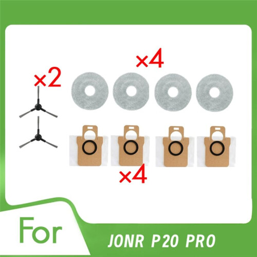 10 Pcs for Jonr P20 Pro Self Emptying Robot Vacuum Side Brush Rag Dust Bag