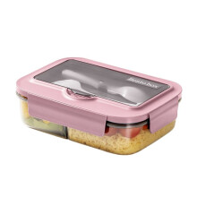 1pc Portable Lunch Box, Nordic Style Insulated Food Container, Divided Meal Storage with Compartments