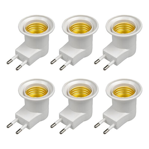E27 Lamp Socket Adapter with  Plastic Standard Screw-in Socket Outlet Converter Bulbs for Home 6Pcs EU Plug