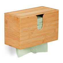 Dispensador de papel toalha de bambu com tampa