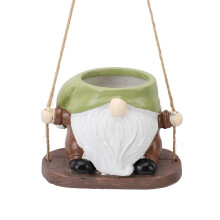 Maceta de resina Swing para plantas 11.0oz verde y marrón gnomo