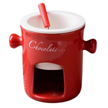 Fondue Mug Ceramic Chocolate Melting Fondue Pot Chocolate Fondue Mugs Snack Candy Chocolate Melter Pot Red