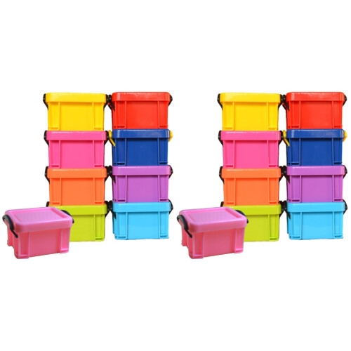 18 Pcs Mini Stackable Plastic Storage Boxes With Clip On Lids 1