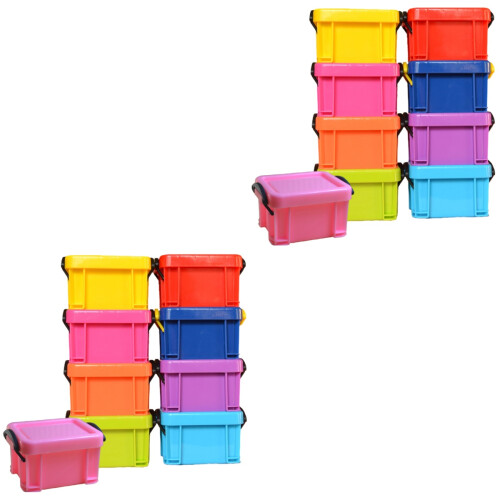 18 Pcs Mini Stackable Plastic Storage Boxes With Clip On Lids 2