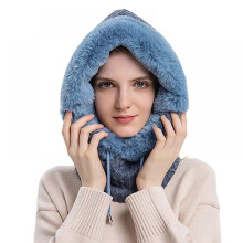 Dam 3-i-1 Slouchy Fleece Mössa Hattar Halsduk Mask Huva Balaklava Hatt Vinter Varm Vindtät Skid Skull Cap För Utomhussport, Marinblå
