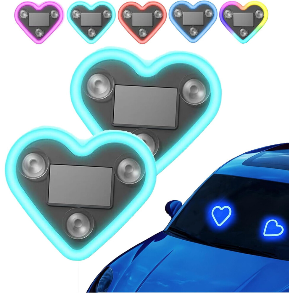 Solar Led Heart For Car Window With Suction Mount, Wireless Neon Sign Decor Light 9180479700036