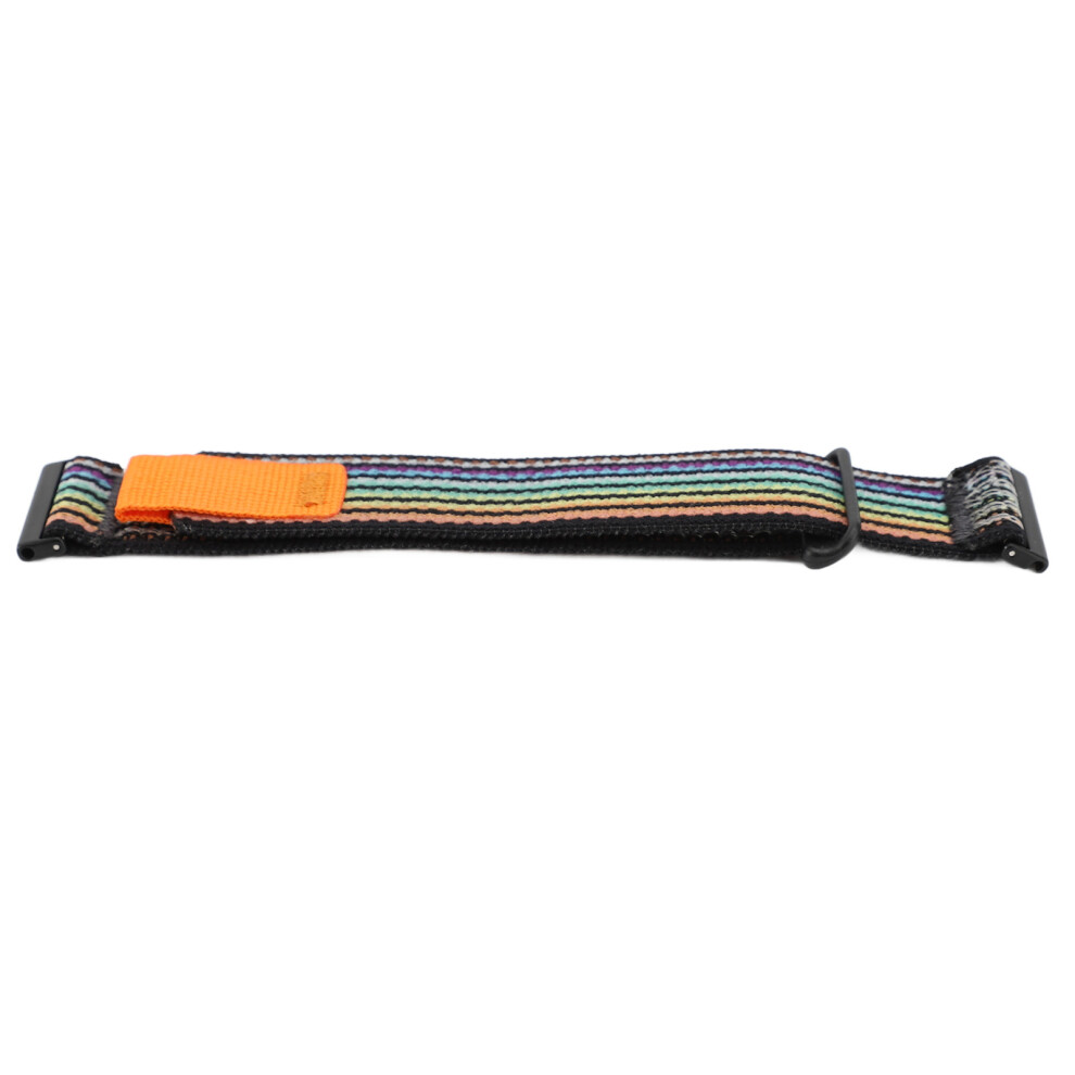 Elastic Nylon 2-Piece Watch Strap For Hr Baro D5i 24Mm Rainbow Black 3351384633566