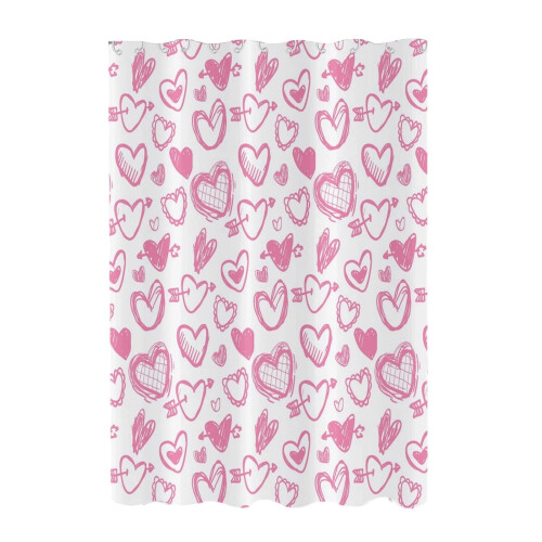 Valentine's Day Heart Print Shower Curtain Polyester