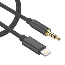 Kabel audio Lightning na Aux 3,5 mm, 1 m - czarny