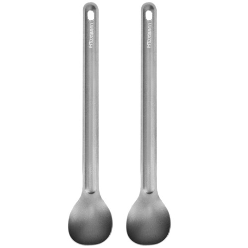 Titanium 2pcs Long Handle Spoon Set for Camping Backpacking Picnic Trip