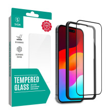 Protetor de tela de vidro temperado de cobertura completa para iPhone 16 Pro Max com suporte de montagem