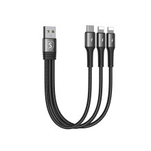 Cabo Lightning 3 em 1 SiGN, USB-C, 0,15m, 3,5A, 20W - Preto