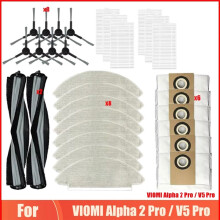 For  Alpha 2 Pro / V5 Pro Robot Vacuum Cleaner Roller Brush Dust Bag Mop Rags Side Brush Spare Parts Filter