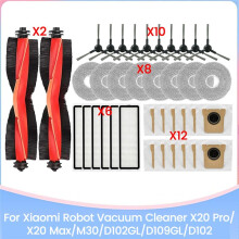 Compatible with X20 Pro/X20 Max/M30/D102GL/D109GL/D102 Robot Vacuum Cleaner Spare Parts Brush Hepa Filter Mop Cloth Dust Bag