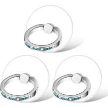 Transparent Phone Ring Stand Holder, Round Cell Phone Ring Grip, Clear Finger Ring, Compatible iPhones and Andriod Mobile Phones (3 Silver)
