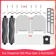 44PCS Brush Filter Dust Bag and Mop Cloth Kit for D10 Gen 2 RLD32GD Vacuum Cleaner Replacement Parts