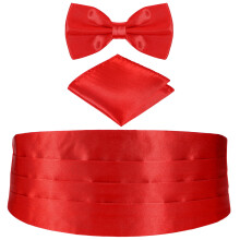 3-teiliges Herren-Set: Satin-Kummerbund mit Fliege und Einstecktuch für Hochzeiten, Partys und Abschlussbälle