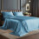 Ensemble de draps en satin de luxe bleu pour lit queen 1