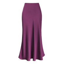 Gonna midi in raso Ediodpoh da donna, vita alta, tinta unita, casual, con cerniera, rosa acceso, taglia M.