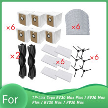 For RV20 Max / Tapo RV30 Max / RV30 Max / RV20 Max Robot Vacuum Main Side Brush Mop Filter Dust Bags