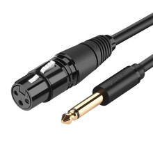 Cablu audio/microfon XLR Ugreen (femă) la mufă de 6,35 mm (mascul), 2 m - negru