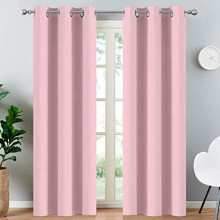 Light Blocking Blackout Curtains, Thermal Insulated, Darkening Drapes for Bedroom, Grommet Top, 38x84", Pink, One Pair