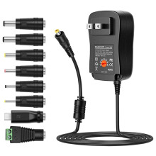 Oiriúntóir Cumhachta DC Inchoigeartaithe 3V/5V/12V le Port USB & Illeideanna – Ag luí le mewmewcat