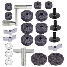 1Set Grey Drum Clutch Felt Pads with Metal Nuts for Professional Drum Kit