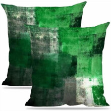 Green 16x16 Pillow Covers, Gray/White Abstract Art Square Decorative Throw Covers, Soft Accent Pillows for Couch, Sofa, Bedroom – Set of 2