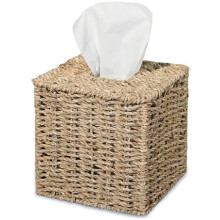 Handgeweven tissueboxhoes van zeegras, natuurlijke servettenhouder voor badkamer en tafel – rustieke boho-decoratie