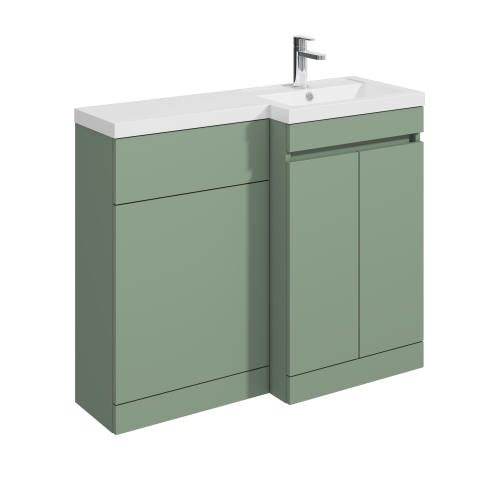Balterley Balterley Tean 1000mm Floor Standing Compact Unit with Right Hand Polymarble Basin - Green 1