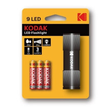 Torcia a 9 LED in alloggiamento di metallo nero