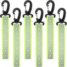 6 PCS Green Reflective Straps for Backpacks, Bikes, Keys – Glow-in-Dark Safety Pendants for Cycling, Walking, Running, Climbing, Camping